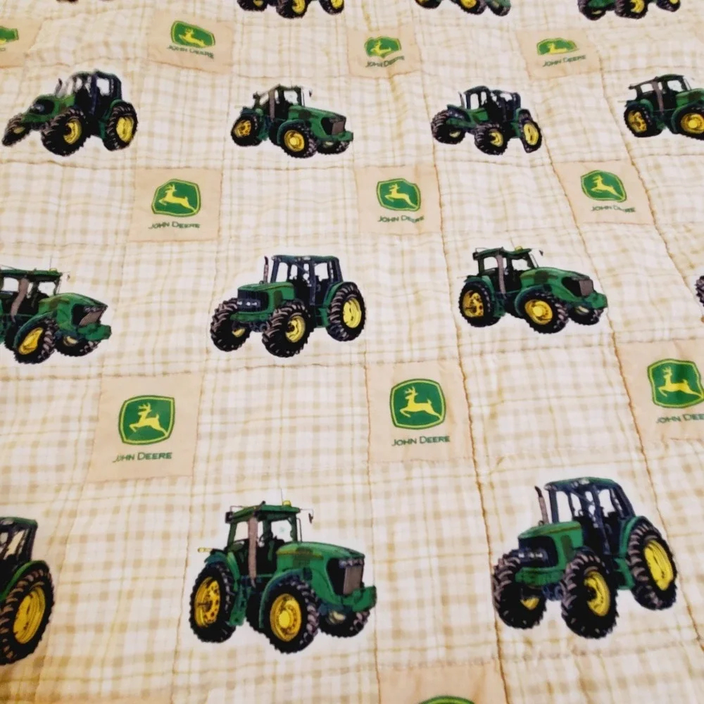 John Deere Tractor Baby Toddler Quilt Handmade Handcrafted Approx 35